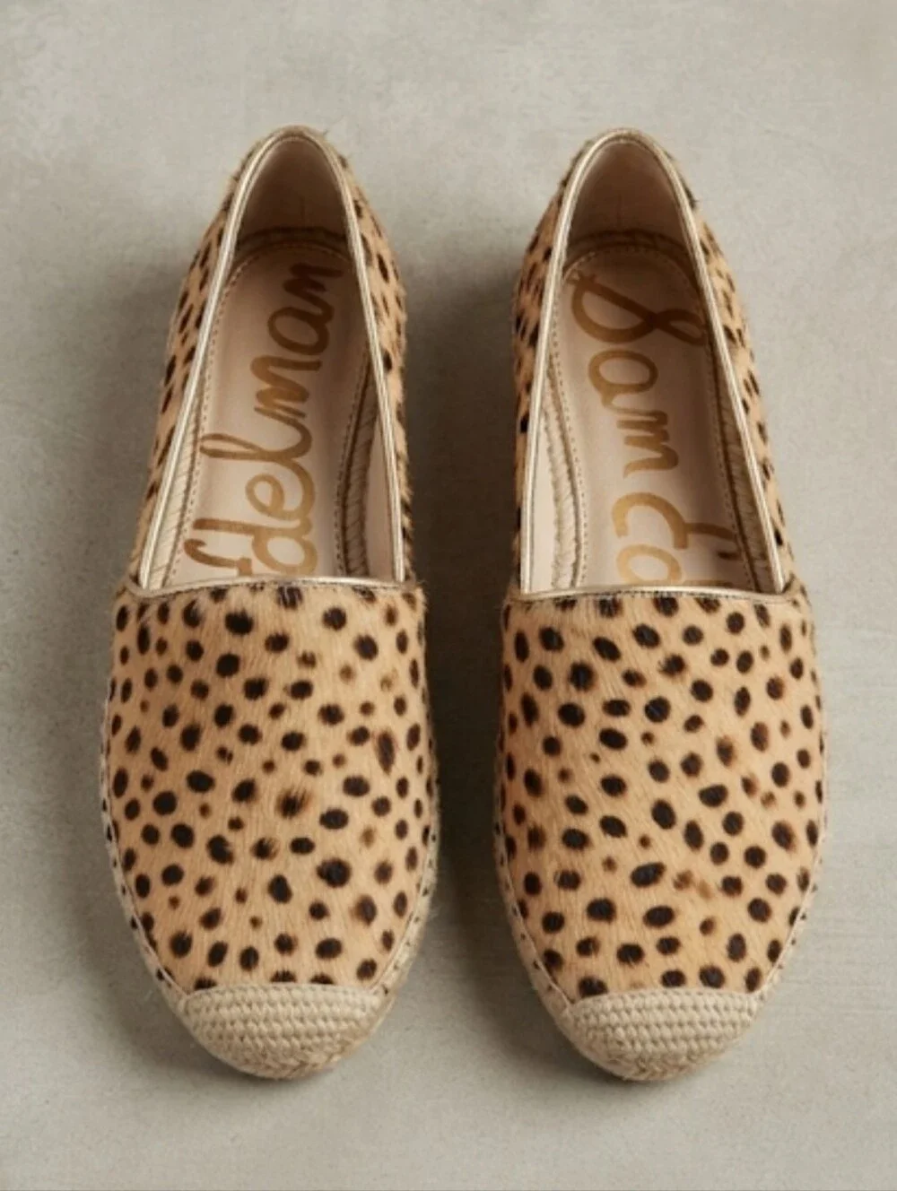 Sam Edelman Kesia Slip-On Espadrilles 8 Animal Print Leopard Flats Leather